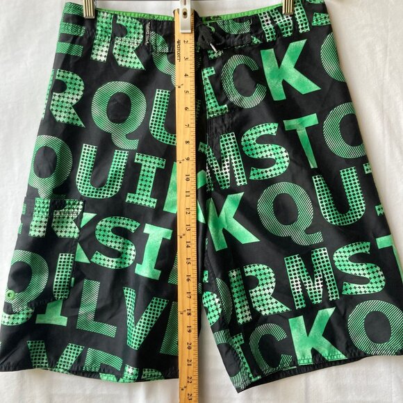 Vtg Quiksilver STORM Swim Trunks Mens Size 32 Green Black Logo Board Shorts - Picture 14 of 14